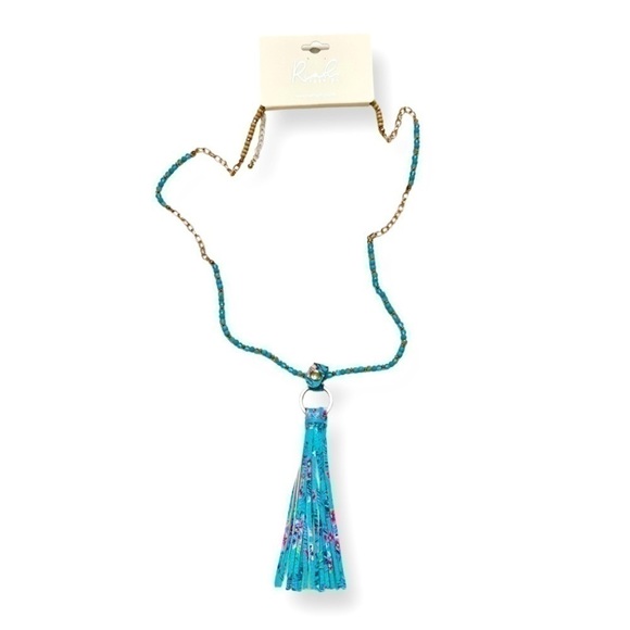 NWT Riah Fashion Leather Tassel Boho Necklace Bracelet - Picture 2 of 8